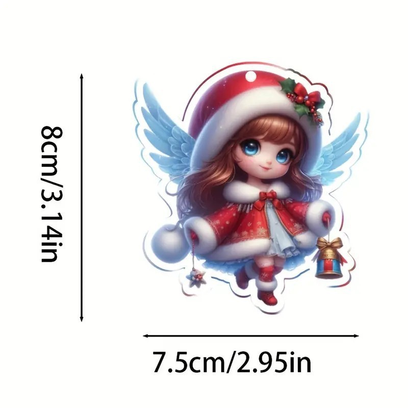 Nuevos productos transfronterizos acrílicos planos clásicos sombrero de Navidad serie de hadas decoración de árbol de Navidad colgante llavero