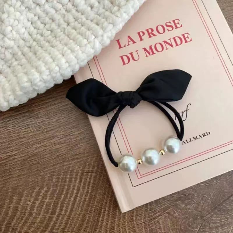 Black three bead rabbit ears hair rope