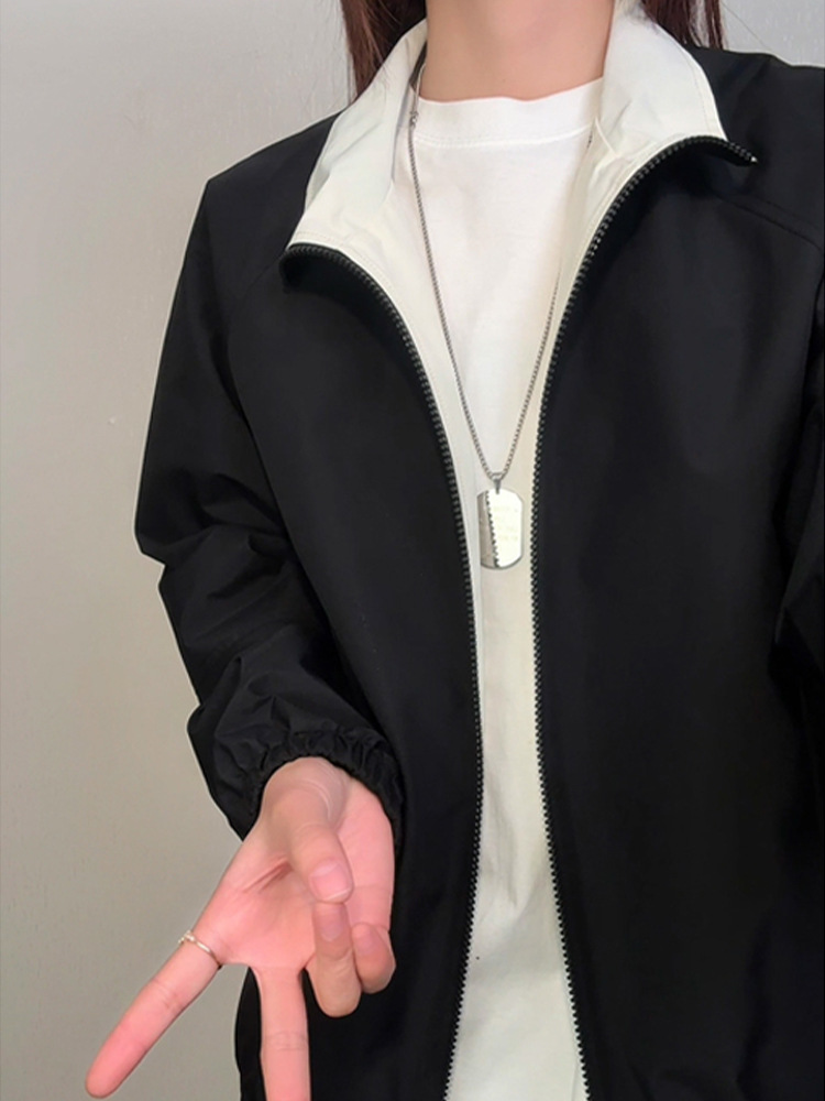 Mens American Style Colour Block Flight Jacket With Double Zip_voghion.com