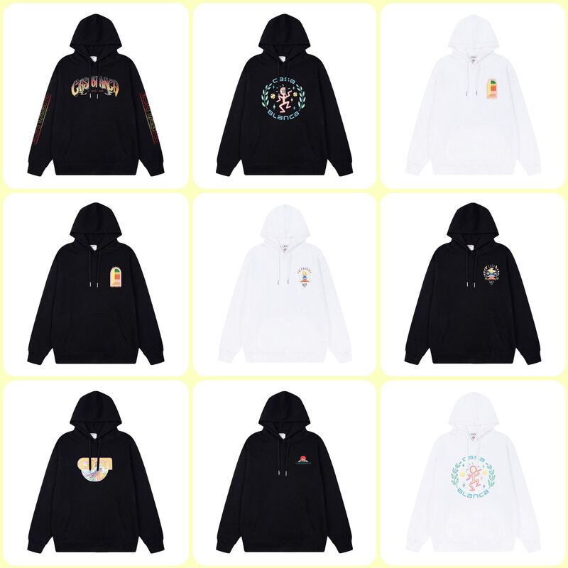 2026 Autumn Collection: New cross-border style, Casablanca cotton fleece hooded sweatshirt, unisex, with printed design, loose fit, trendy brand 2026 Autumn Collection: New cross-border style, Casablanca cotton fleece hooded sweatshirt, unisex, with printed design, loose fit, trendy brand