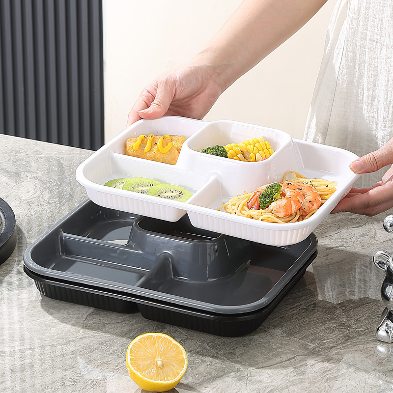 Chonggu Plastic Compartmentalized Dinner Plate for Children, Suitable for School Cafeteria, Microwave-Safe, Divided Fast Food Plate, Square Plate, Japanese Style Chonggu Plastic Compartmentalized Dinner Plate for Children, Suitable for School Cafeteria, Microwave-Safe, Divided Fast Food Plate, Square Plate, Japanese Style