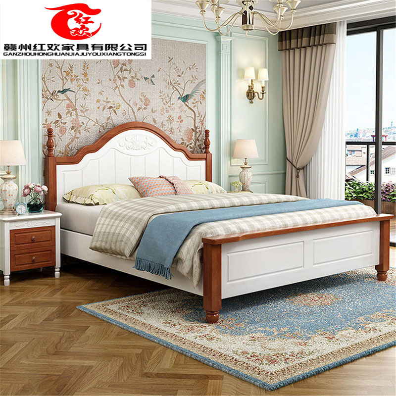 American Simple Wood Bed 1.68m Big Bed Affordable Pastoral Style Kidsren's Bed Factory Wholesale Direct