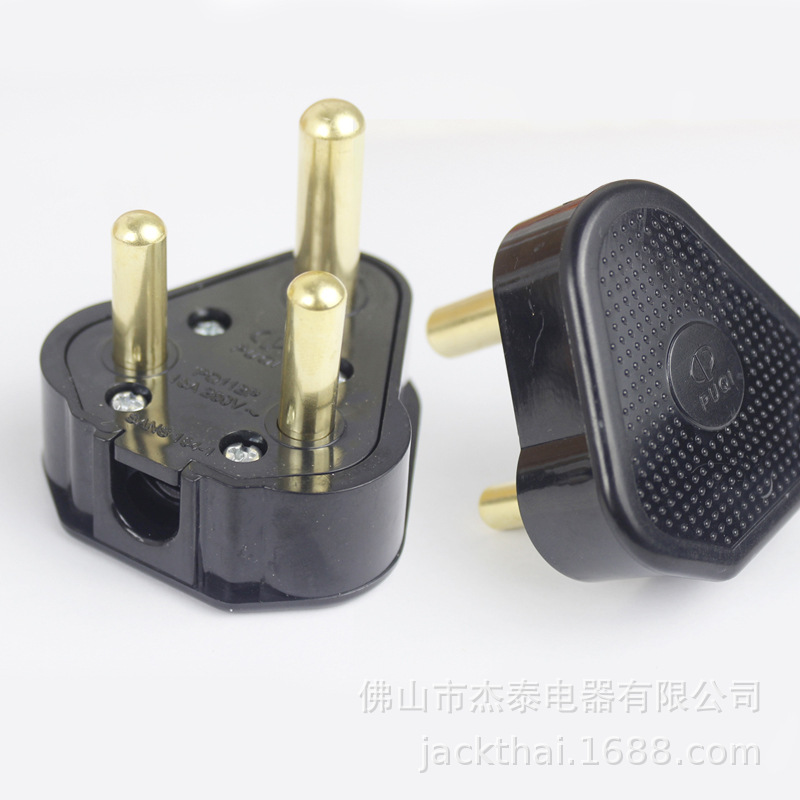 16A 250V大南非插头，组装式印度插头，出口非洲电源插头，自接线