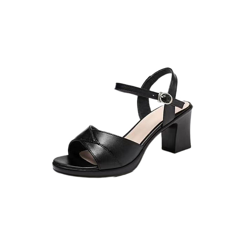 Sandalias de mujer nuevo estilo sandalias de plataforma de verano de cuero suave 2024 sandalias de boca de pez de tacón medio de tacón grueso para mujer