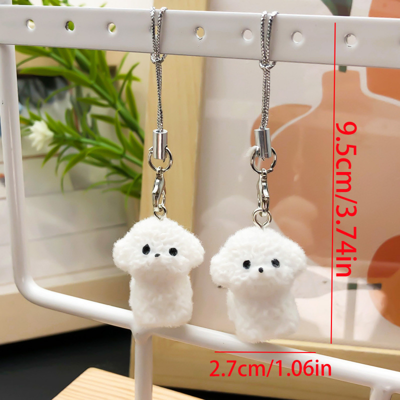 樹脂植毛立体漫画かわいいコーギーテディ子犬ウサギキーホルダー携帯電話ロープジュエリーペンダント|undefined