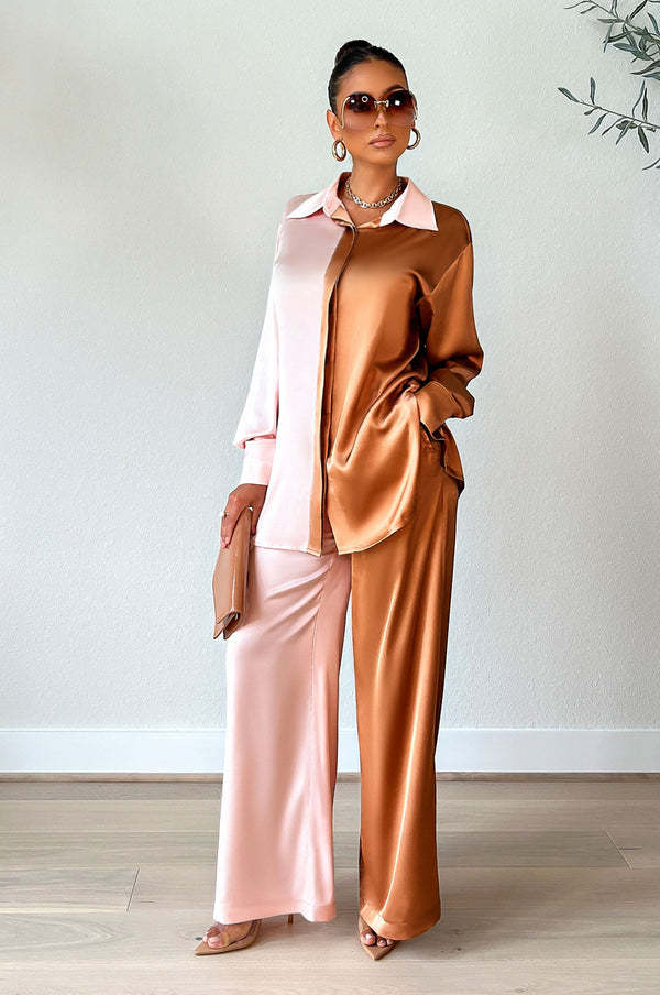 Women's Pant Sets Long Sleeve Lapel Concealed Button Suit Autumn_voghion.com