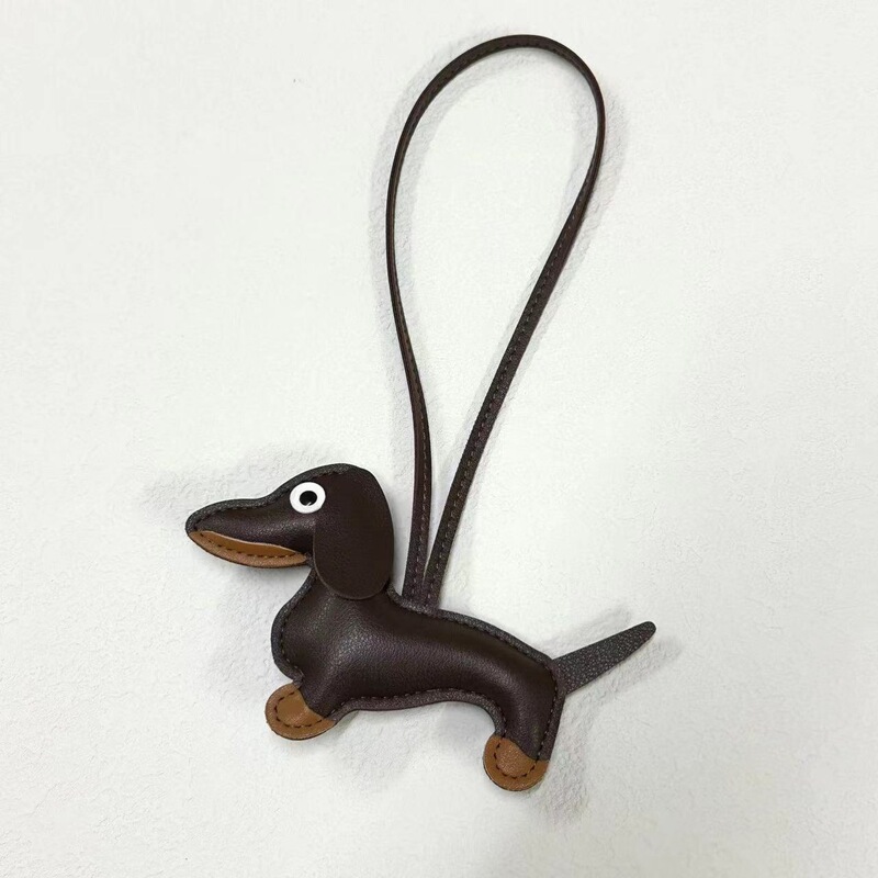 Dachshund Dog Pendant Niche Decoration Leather Bag Pendant Cute Cartoon Puppy Keychain Accessories Car Charm