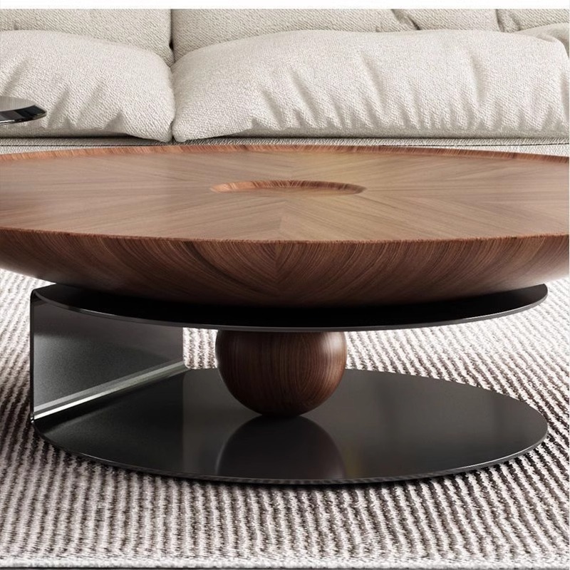 El estilo italiano de la silencia del viento moderno simple platillos voladores mesa de té sala de estar alta sensación de madera sólida de color nuez tamaño redondo combinación de varios image 4