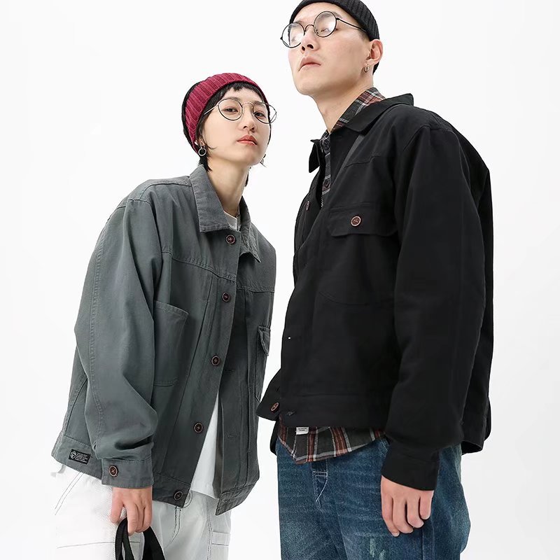 Chaqueta de trabajo de solapa vieja americana retro, chaqueta de hombre de moda, chaqueta casual juvenil de marca de moda de primavera y otoño, estudiante