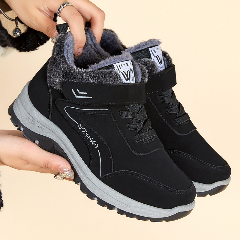 Botas de nieve para mujer 2024 zapatos de algodón transfronterizo de invierno nuevas botas de algodón engrosadas con forro polar zapatos para caminar cálidos de entrega de una pieza