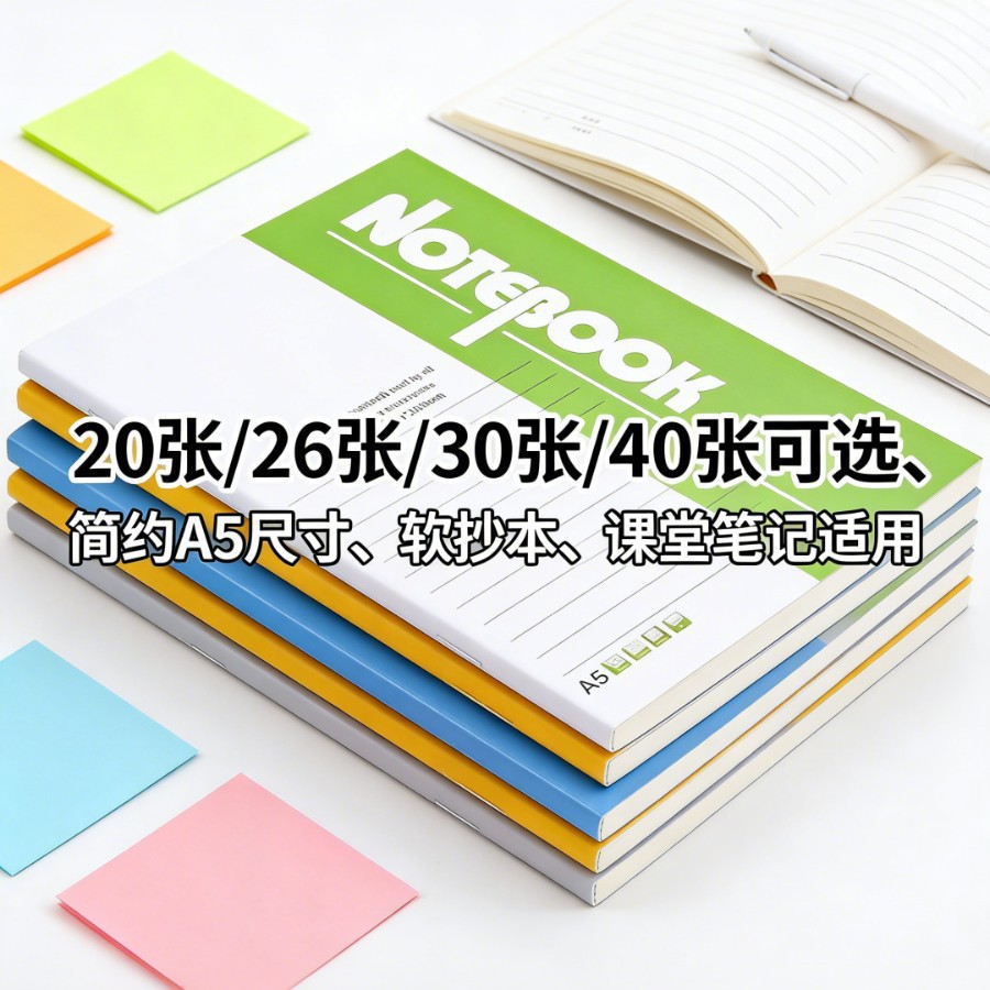 【Free Shipping】A5 Softcover Notebook Thick Lined Exercise Book Journal Diary Soft Cover Notebook