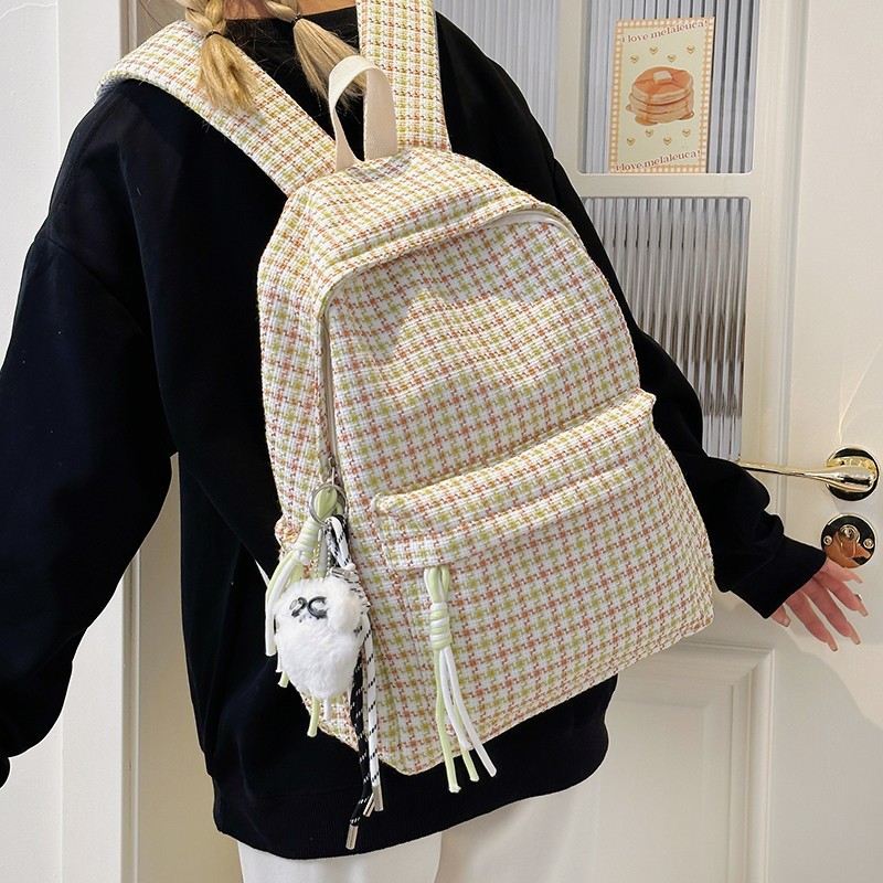 Pequeña bolsa de hombro a cuadros fresca, la versión coreana de las chicas ins, 100 mochilas escolares, estudiantes de ocio en el campus, mochilas de alto valor facial