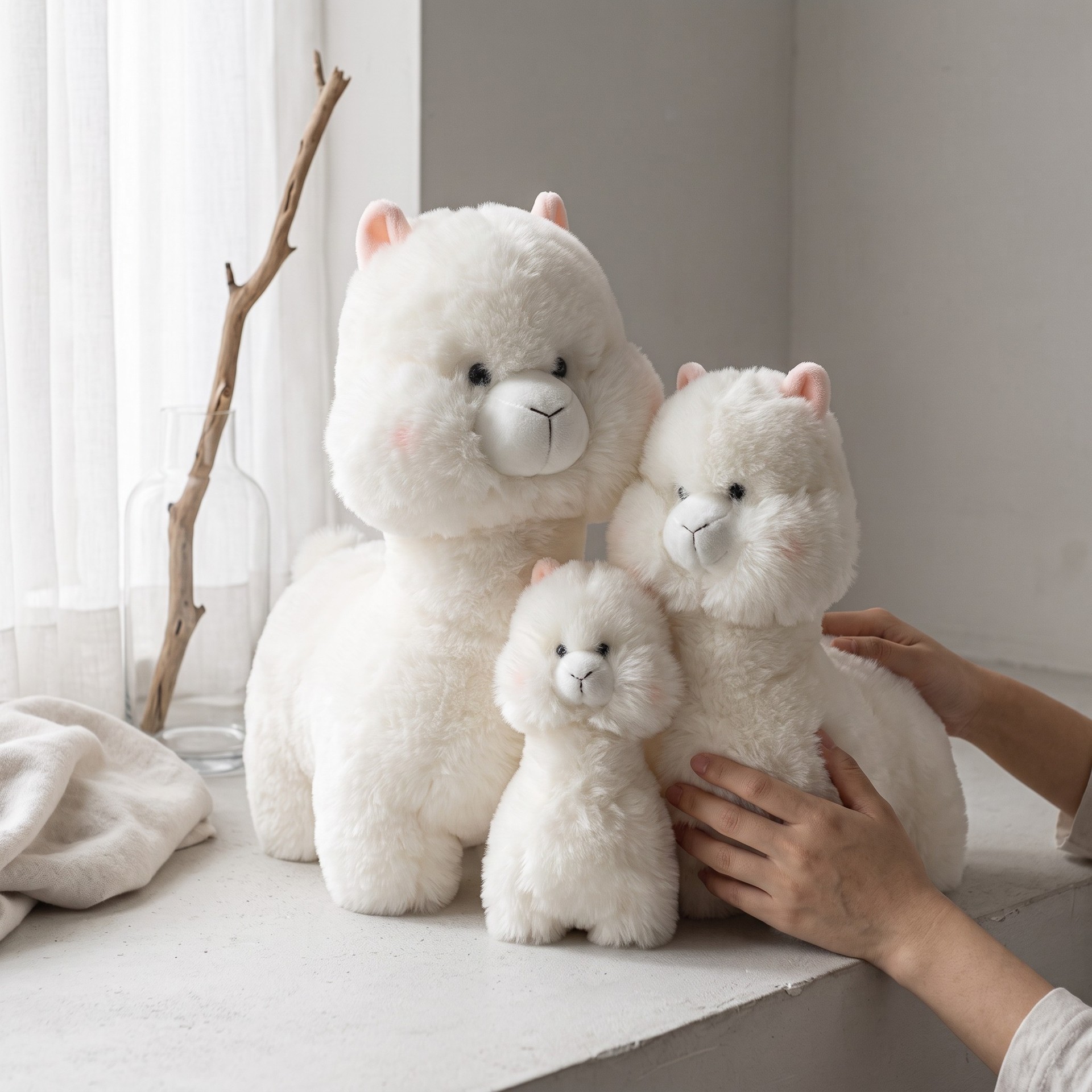 Cute white alpaca plush toy pillow, children's gift, healing toy for girls