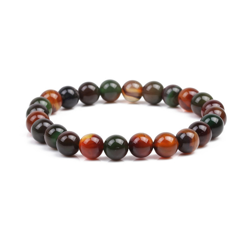 Directo de fábrica de piedra natural pulsera de cuentas Emperador ágata negro pulsera de mineral de hierro acabado pulsera al por mayor