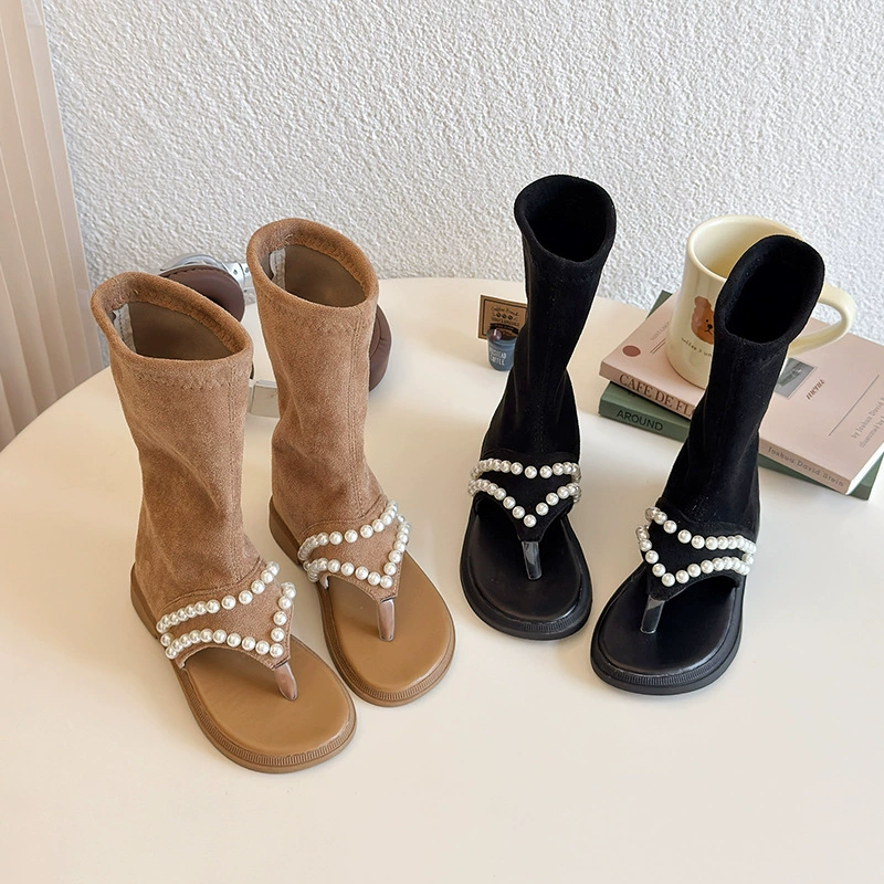 Корейская детская обувь 2025 лето новая детская мода сандалии для девочек с пряжкой сапоги