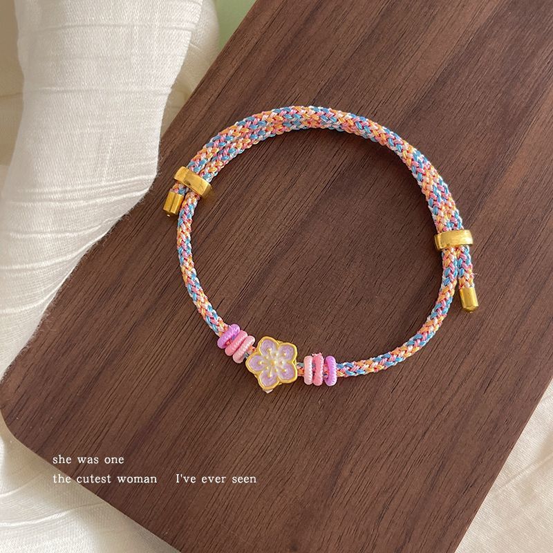 Festival del Barco del Dragón tejido a mano goteando calabaza de flores de aceite pulsera de calabaza de árbol ligera de lujo pulsera de nicho estilo nacional joyas