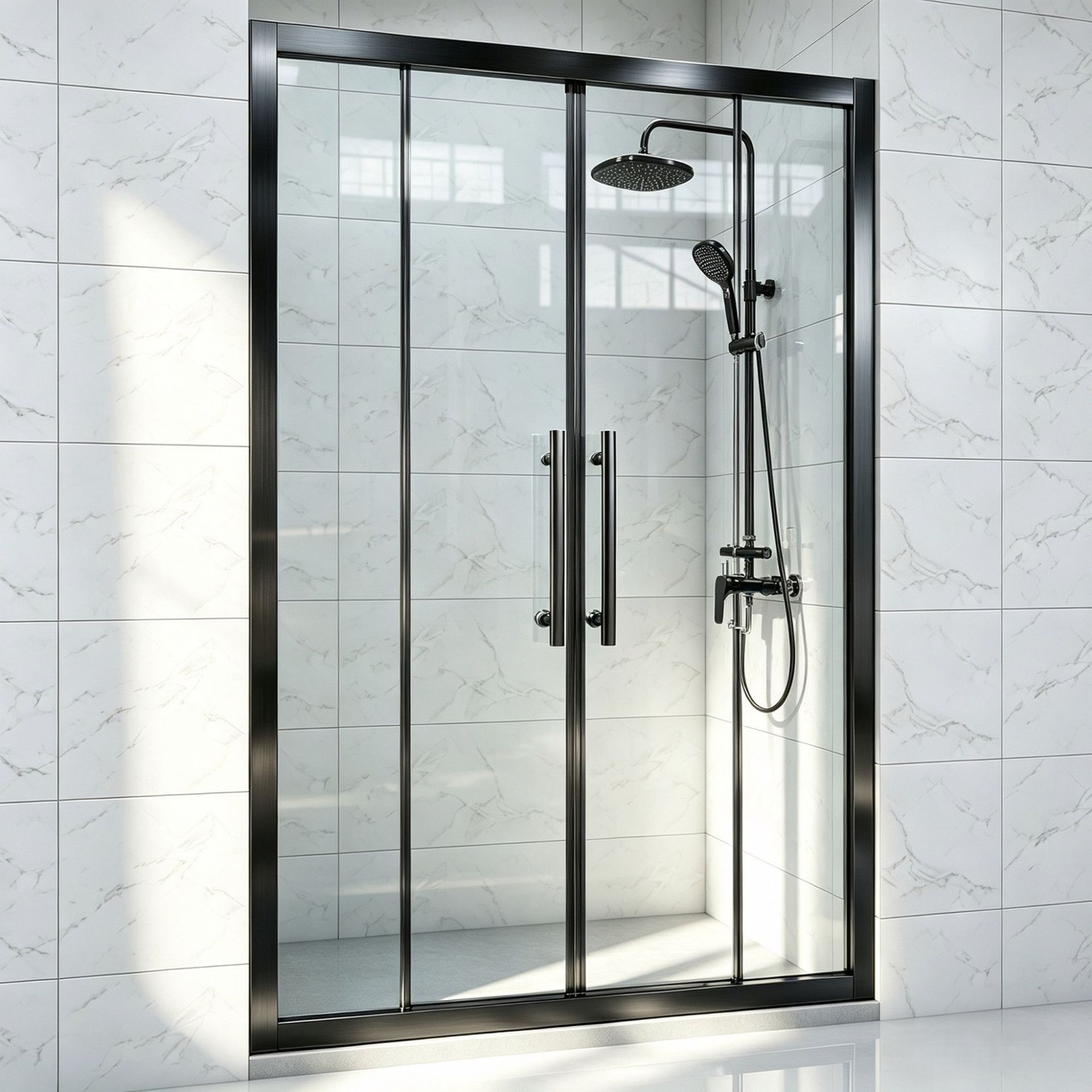 Manufacturer Wholesale Np202 Shower Screen Accessories Matte Aluminum Alloy Frame Silent Wheel F-Shaped Handle Undertaking Project