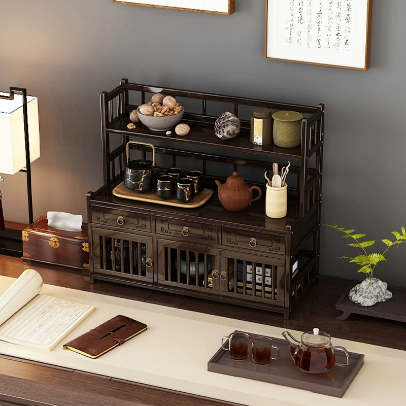 Настольная антикварная стойка Маленький чайный столик Стеллаж для чайного набора Стеллаж для хранения Настольная чайная чаша Чайные банки Стеллаж для хранения Стеллаж для размещения