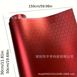 Almaz Bal Pətəyi Pet Romb Karbon Fiber Film, Qırmızı, Motosiklet, Velosiped, Avtomobil üçün