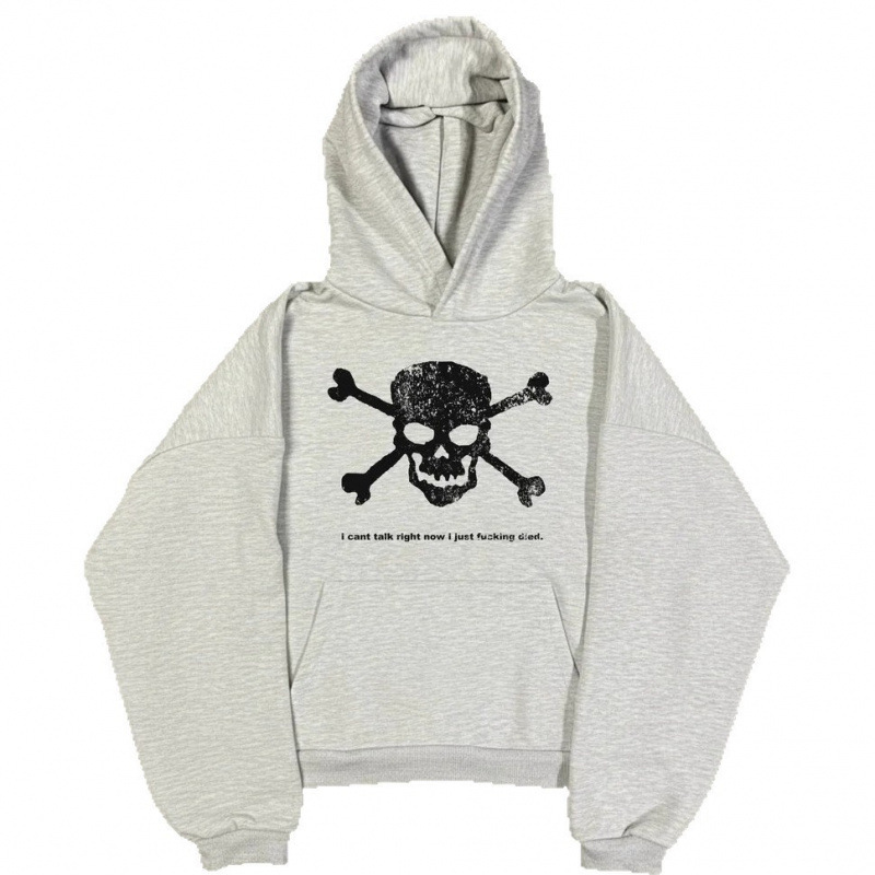 DIY American Street Fashion Style Autumn and Winter New Skull Print Loose Casual Hooded Sweatshirt Y2K