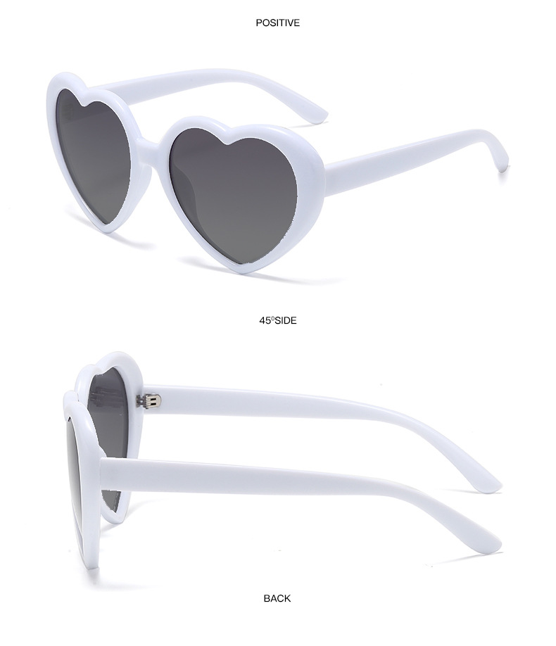 50g Weight Full Frame Glasses Structure Sunglasses Classification Ac, UV400 Protection Lens Material Special-Shaped Mirror Glasses Style Casual, Travel Occasion Heart Shape Pattern Children Unisex Gender Cute, Sweet Style Grey, White Color Cute Sweet Heart Shape Ac UV400 Protection Special-Shaped Mirror Full Frame Kids Sunglasses 21