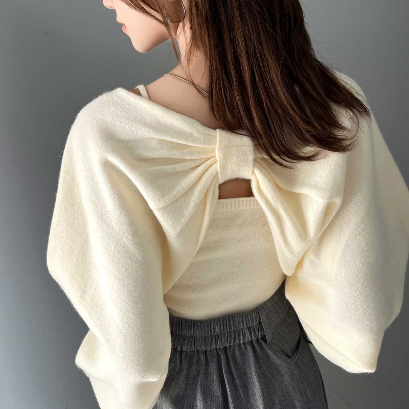 Knitted jacket with bow, T-shirt, set