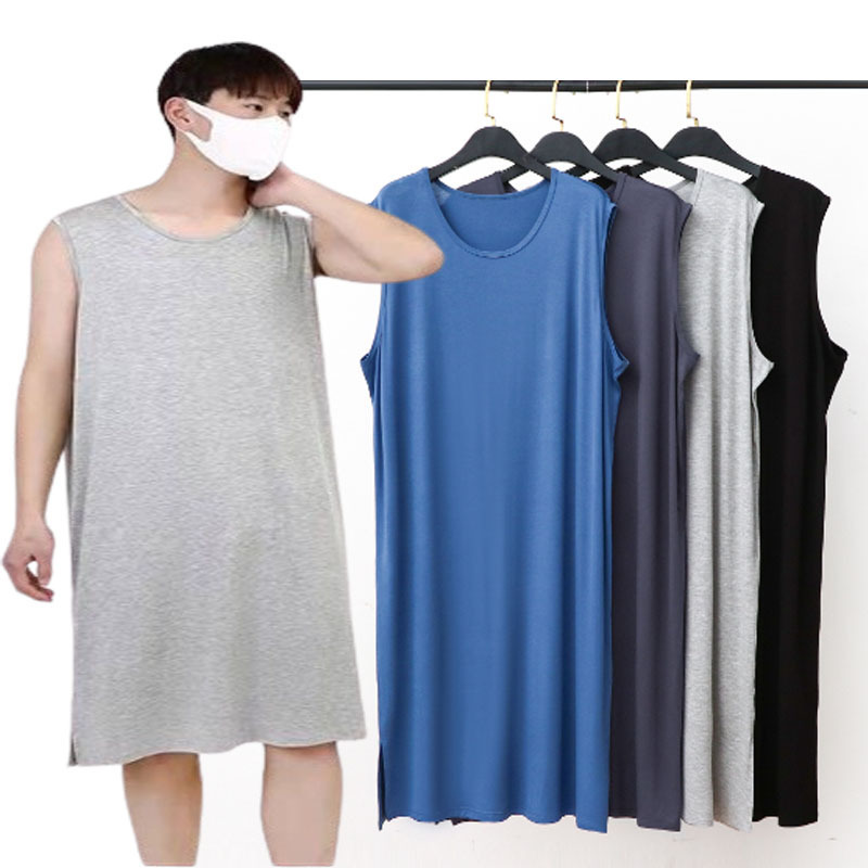 Modal Men's Nightdress Hanging Long Vest Loose Slimming Bathrobe Sleeveless dress Casual Home Clothes Modal Men's Nightdress Hanging Long Vest Loose Slimming Bathrobe Sleeveless dress Casual Home Clothes