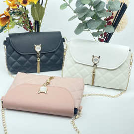 简约菱格包2023新款small handbag跨境包包批发流苏包女士链条包