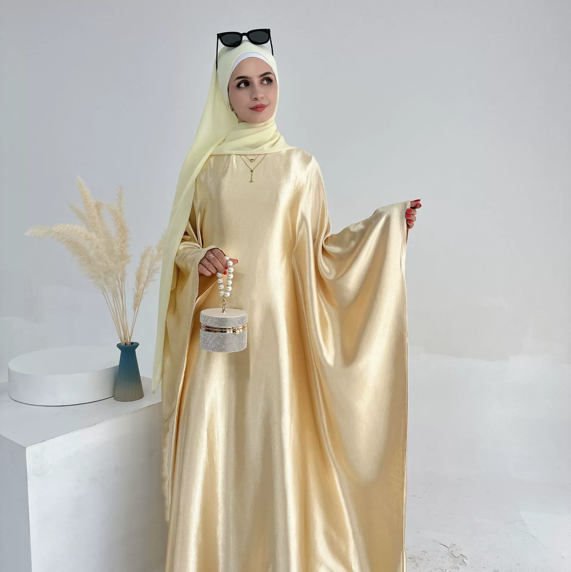 2025Loriya AliExpress Tiktok Amazon Ближний Восток Глянец Лимон Медный Платье абаяLR774
