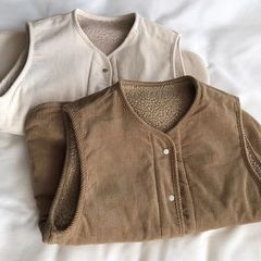 正反两面穿灯芯绒羊羔毛复古保暖厚马甲女秋冬新外穿无袖坎肩外套