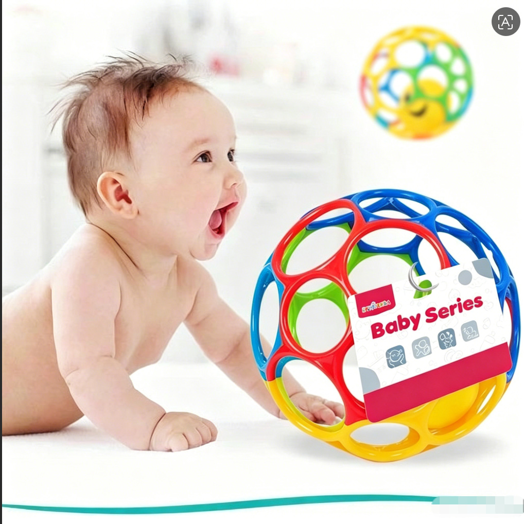 Obo Ball Baby Teether Rattle Hand-Grasping Ball Children's Grasping Training Hole Ball Baby Toy Soft Rubber Ball