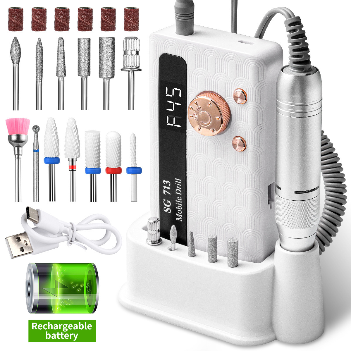 La nueva amoladora de uñas SG713, pulido de uñas recargable especial para salón de uñas