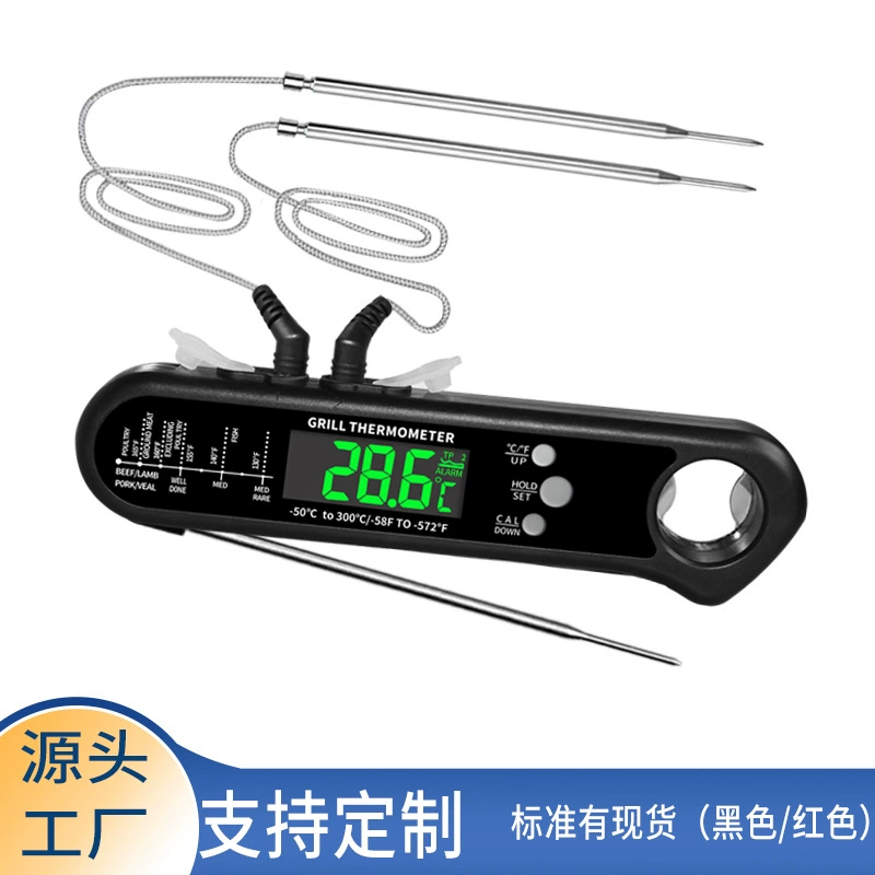 Термометр-щуп для духовки с подсветкой, прямые поставки с завода, для измерения температуры мяса, продуктов на барбекю и в кухне, трехзонный