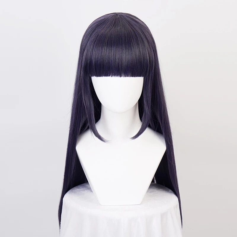 Anime Wig Naruto Hishida cosplay Wig Women's Black Purple Costume Long Straight Hair