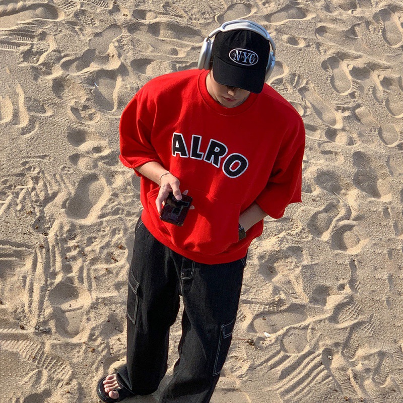 MYQデザイン感カンガルーtシャツ男性夏アルファベットプリントゆるい半袖韓国風綿半袖