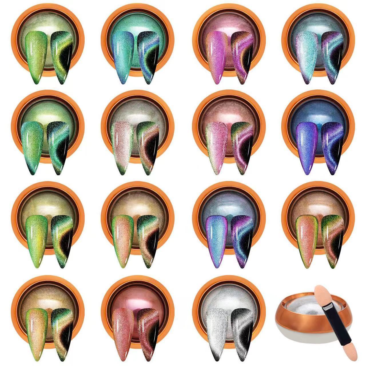 Polvo de ojo de gato 5D de alta calidad, polvo de ojo de gato de cristal, polvo de ojo de gato francés, polvo de absorción magnética súper fuerte.