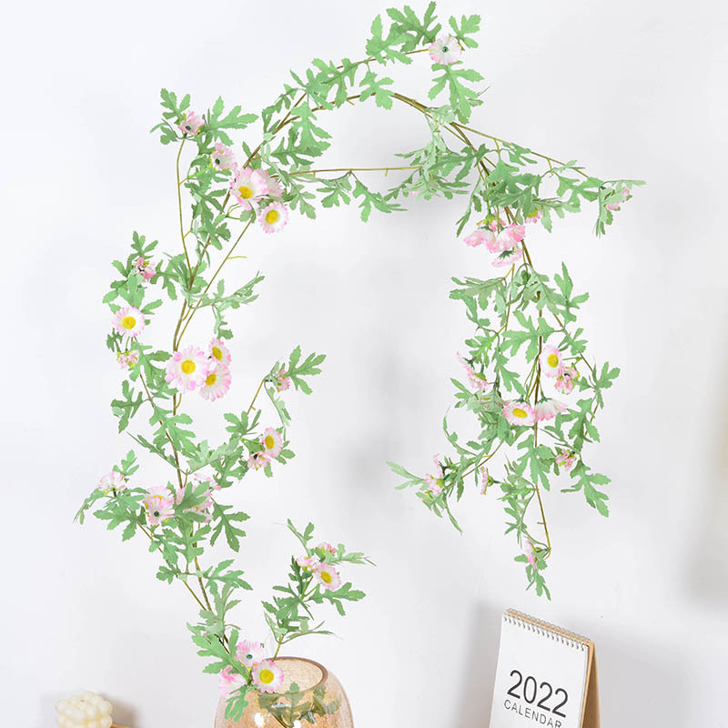 Enredaderas de flores artificiales, pequeñas enredaderas de margaritas, decoración de tuberías de techo, flores artificiales de girasol, flores de seda al por mayor