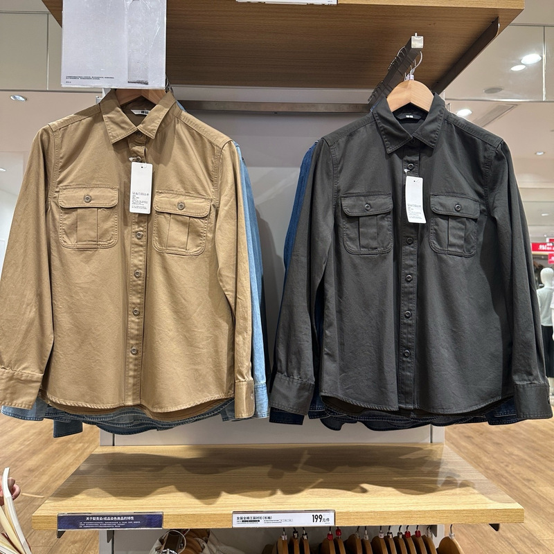 URAZ牛仔工装衬衫/长袖水洗产品衬衣空调衫外套新款480004/479579|undefined