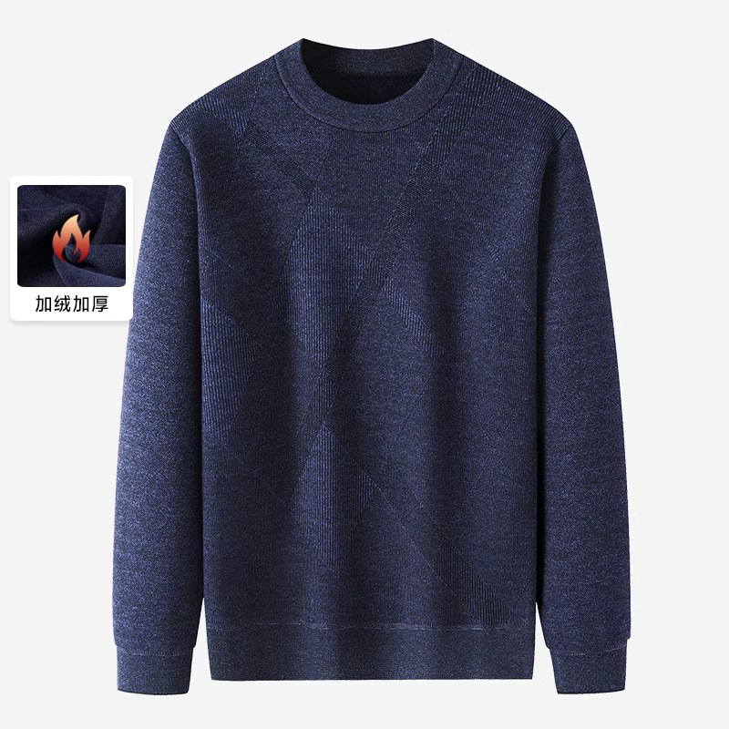 Middle-aged and Elderly Men's Warm Sweater Autumn and Winter Dad's fleece-lined Thickened Knitted Base Shirt Grandpa's Winter Clothes Middle-aged and Elderly Men's Warm Sweater Autumn and Winter Dad's fleece-lined Thickened Knitted Base Shirt Grandpa's Winter Clothes
