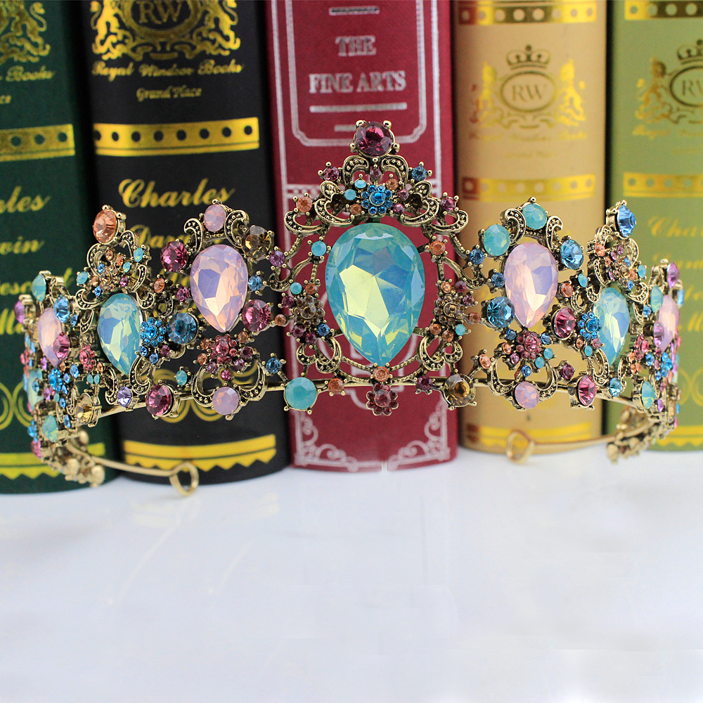 Retro Crown Alloy Plating Inlay Rhinestones 1 Piece display picture 3