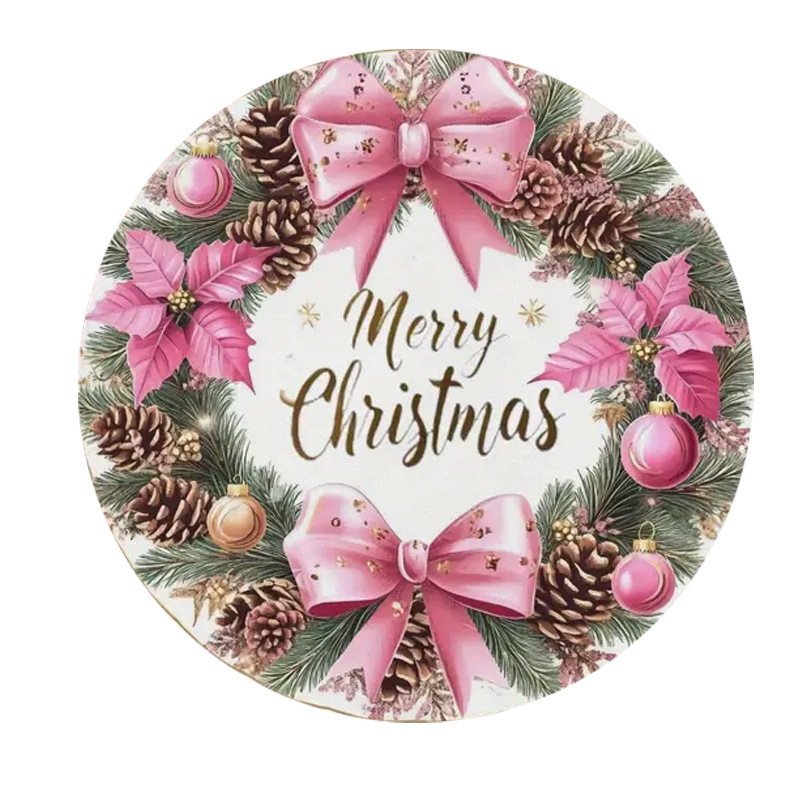 Transfronterizos Amazon temu Navidad lino redondo almohadilla de mesa de corte borde artesanía cocina almohadilla de mesa de comedor