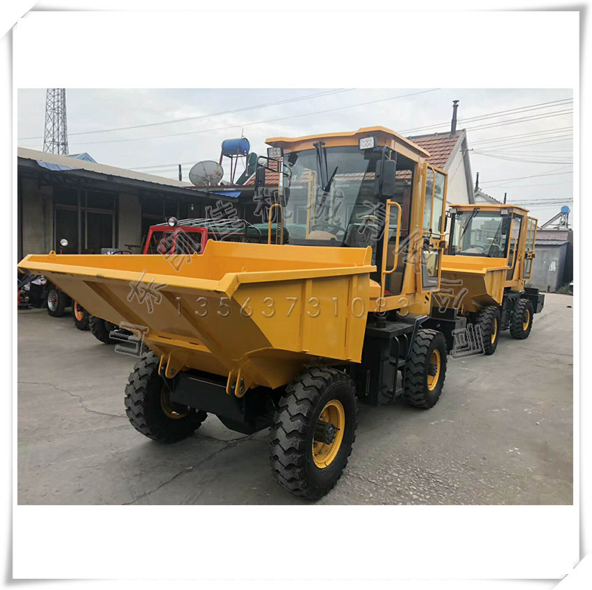 30型四驱全封闭驾驶室翻斗车 工地前卸式翻斗车 柴油四轮蹦蹦车