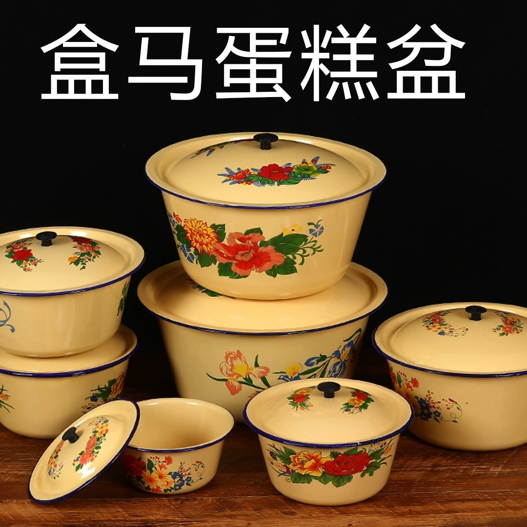 Чаша для торта, эмалированная чаша, коробка для торта, чаша для торта в старинном стиле, фарфоровая чаша для сливочного масла, эмалированная чаша для супа, старинная фарфоровая чаша для торта в стиле ностальгии