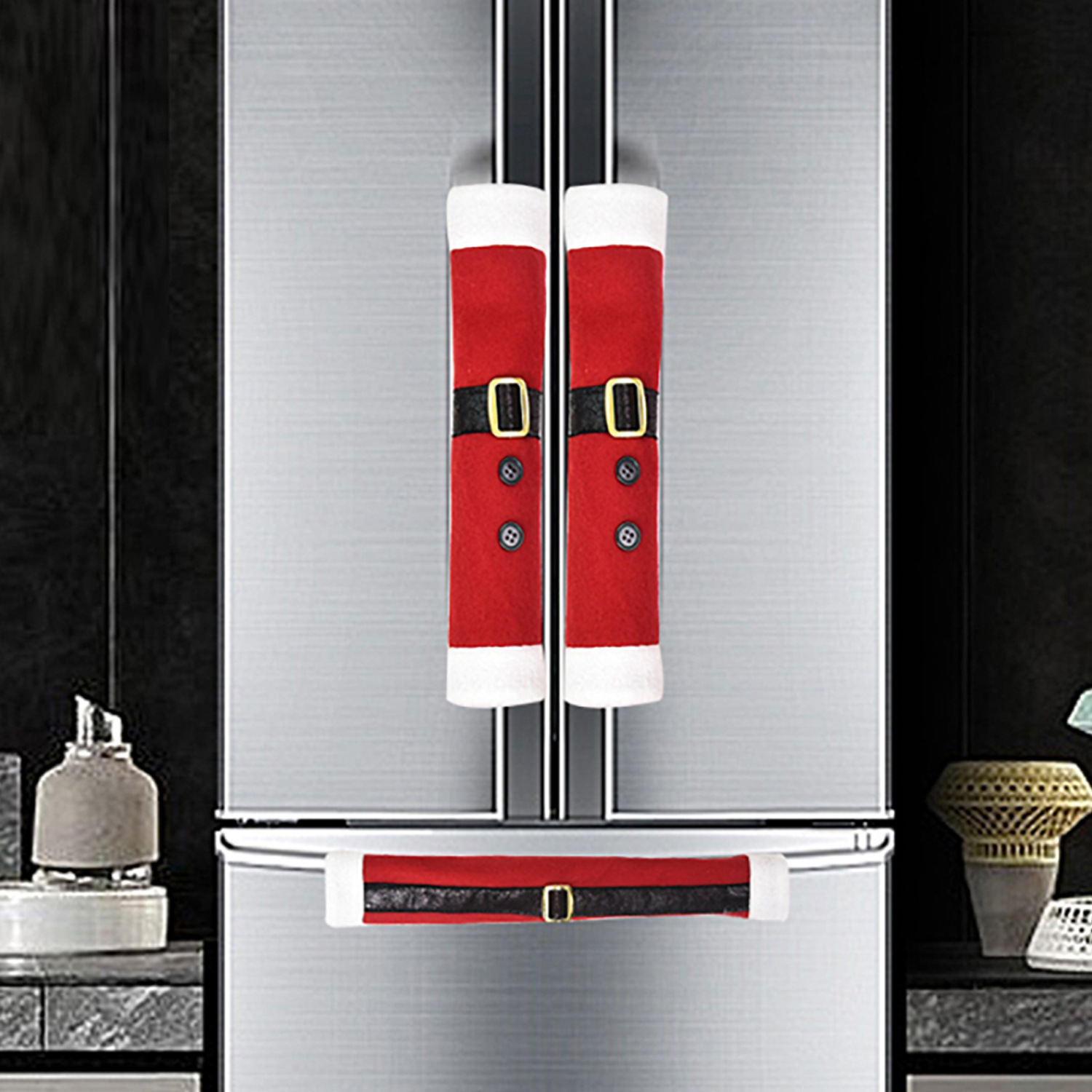 Decoración de Navidad guantes de mano de tela de lana para refrigerador guantes de mano de puerta para uso doméstico guantes de protección de microondas