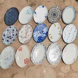 中式陶瓷深鱼盘12寸家用菜盘子餐盘好看椭圆形盘大号蒸鱼餐厅饭店