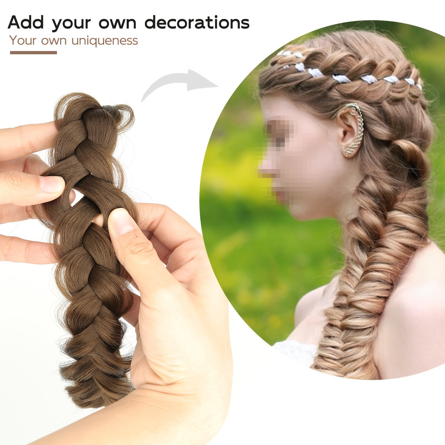 Trenza de hueso de pescado ajustable elástica europea y americana de alta temperatura transfronteriza cabeza de tejido manual