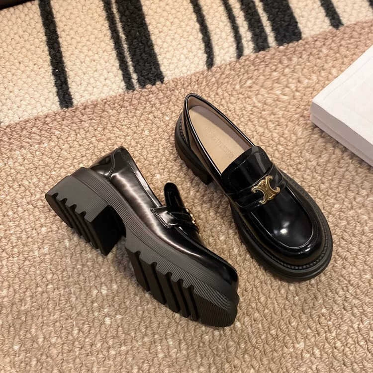 Женские лоферы на платформе, натуральная кожа, английский стиль, каблук 6 см