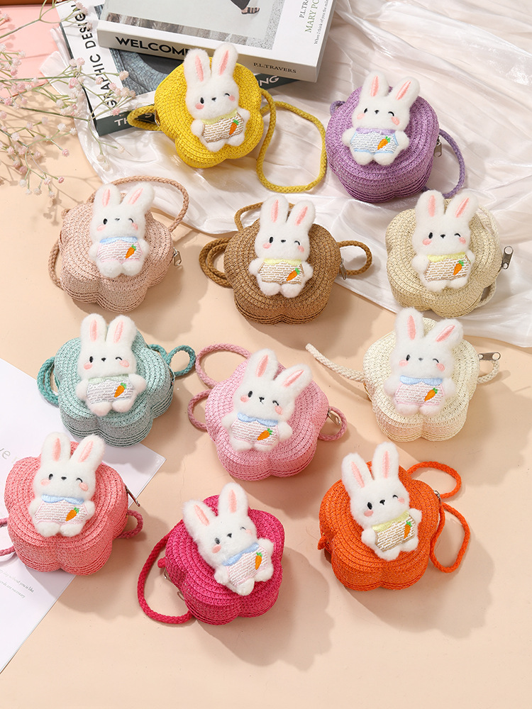 64g Weight Weave Fashion Element Zipper Closure Type Single Shoulder Strap Strap Type Straw Bag Bags Type Casual, Holiday Occasion Straw Material Animal, Cartoon Pattern Spring&Summer Season Kid'S Gender Cute Style Round, Heart-shaped Shape Kid'S Straw Animal Cartoon Cute Weave Round Heart-shaped Zipper Straw Bag 17