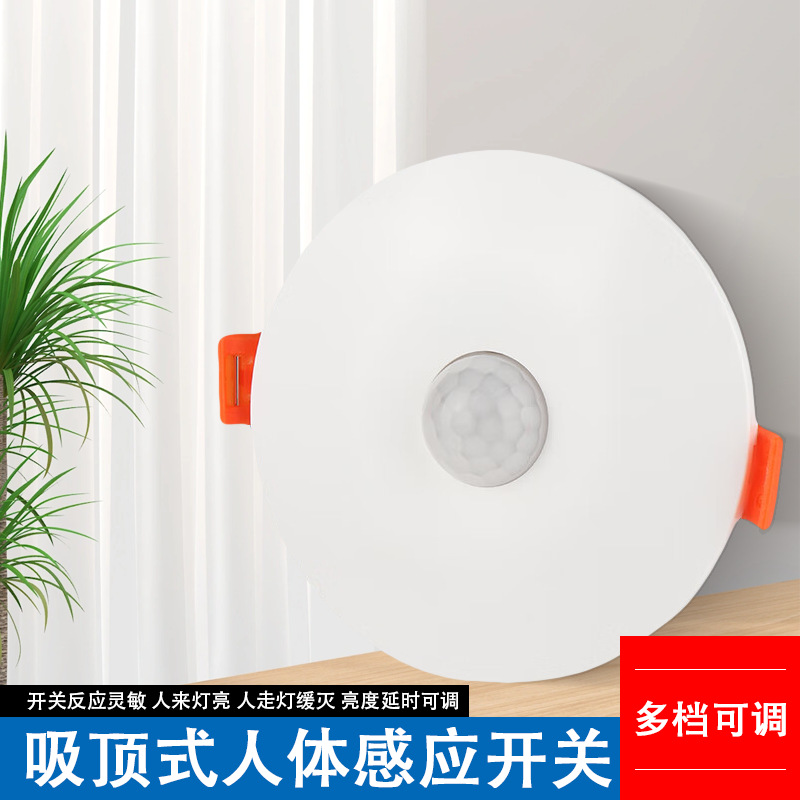 吸顶灯人体感应开关智能光控吸顶灯感应器 220v 楼道开关可调延时