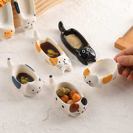 卡通小狗酱料碟家用陶瓷高颜值筷子托架创意小吃小碟子调味调料碟